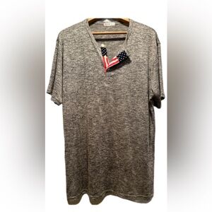 Hummer Mens H2H Pullover 2 Button Short Sleeve Henley w/ USA Flag Detail 3XL